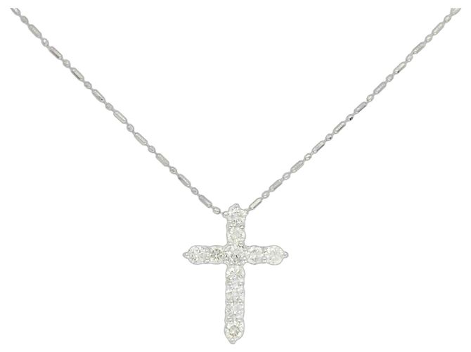 Autre Marque Collana a Croce con Diamanti Pt900 Pt850 Argento