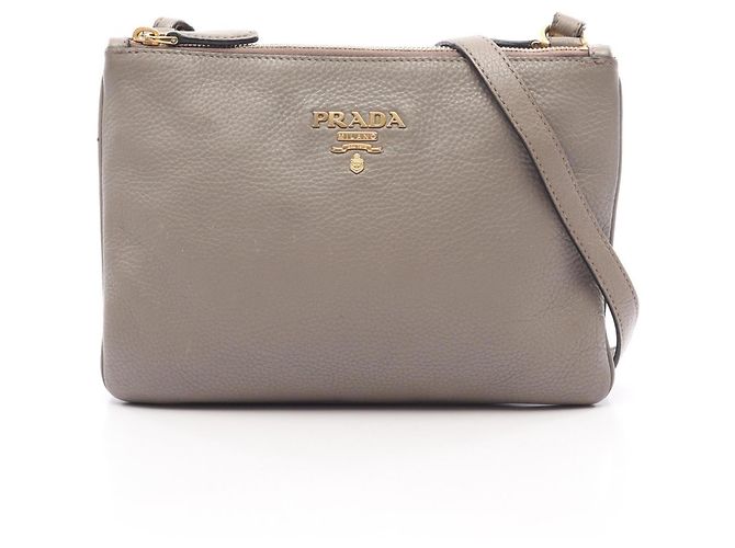 Bolsa de couro bege Prada