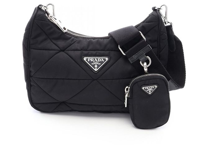 Borsa a tracolla Prada TESSUTO QUILTING Nero