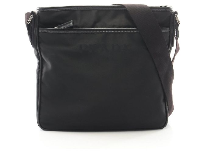 Bolsa de ombro em couro Saffiano Prada Preto