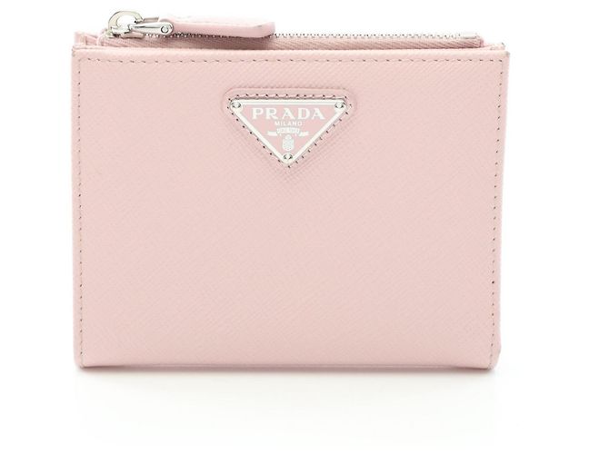 Cartera Bi-Fold Saffiano Triang Prada Rosa