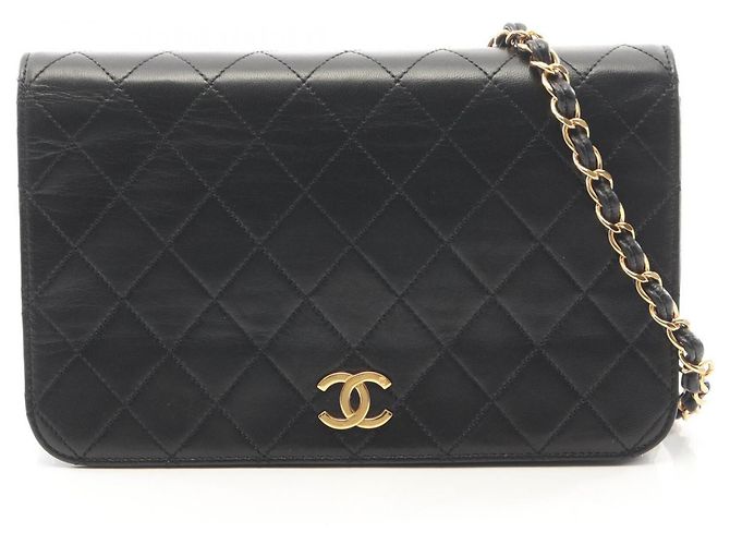 Borsa a tracolla Chanel Matelassé Full Flap Push-Lock Nero