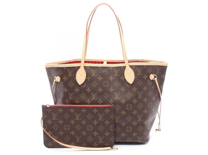 Bolsa Tote Louis Vuitton Neverfull MM Marrom Fuschia