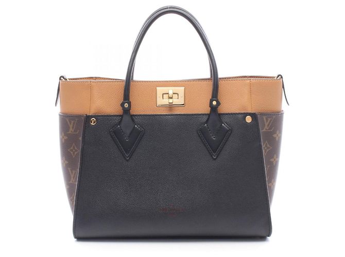 Borsa Louis Vuitton On My Side MM Monogram Noir Marrone Nero