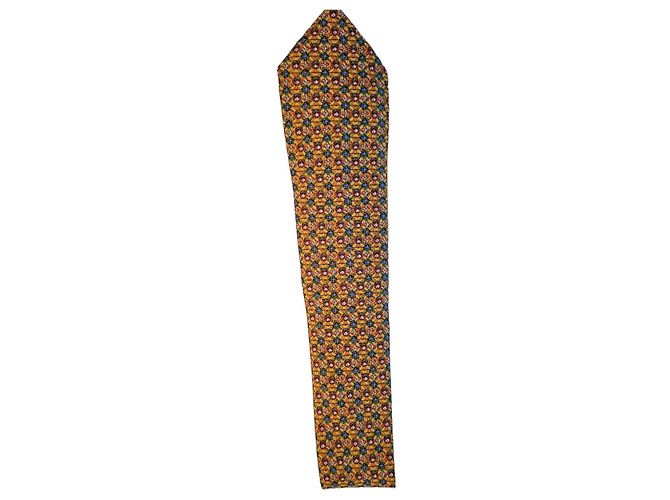 Hermès Yellow Patterned Silk Tie Multiple colors 