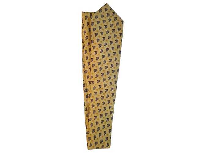 Hermès Men's Silk Tie Elephant Pattern Yellow