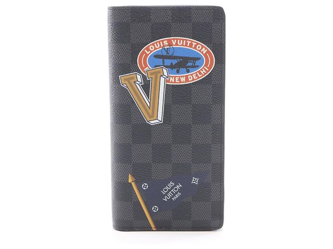 Cartera Louis Vuitton Portefeuille Brazza Damier Graphite Bi-Fold Long Wallet Negro