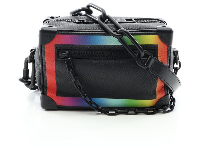 Borsa a tracolla Louis Vuitton Mini Soft Trunk Taiga Rainbow Nero Multicolore
