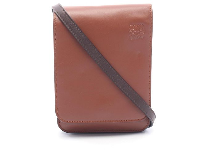 Borsa a tracolla piatta con soffietto Loewe Marrone