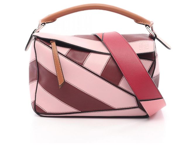 Bolsa Puzzle Loewe Small Marrom Rosa Bordeaux