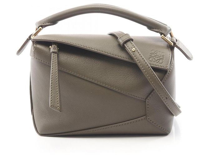 Bolsa Loewe PUZZLE EDGE MINI 2-Way de couro Caqui