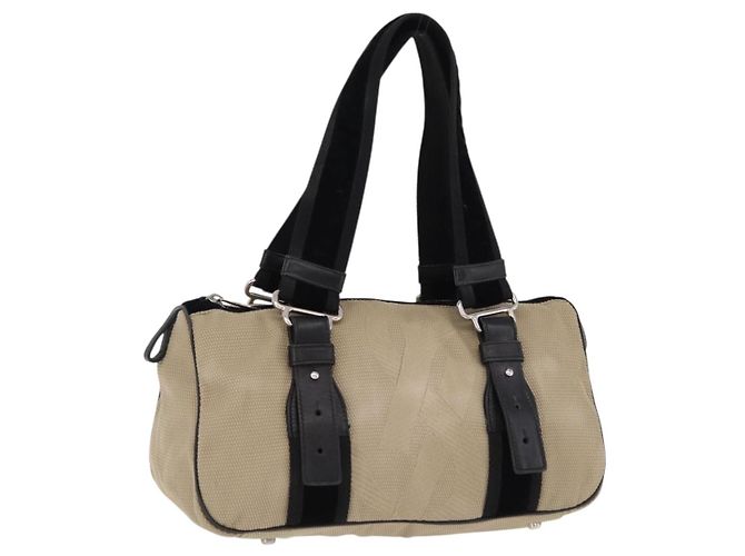 SAINT LAURENT Borsa a mano Canvas Beige Silver Auth bs36099A Argento