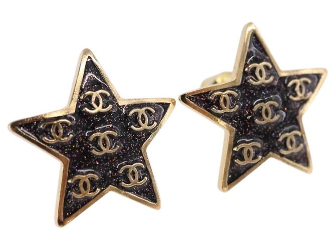 CHANEL Star Coco Mark Pierce Metal Gold Tone CC Auth SW2654SAM