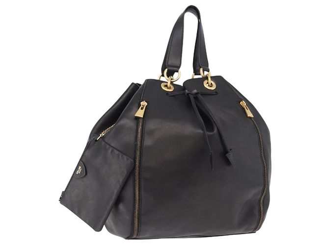 Céline Borsa CELINE in pelle nera e oro Auth bs36094V Nero D'oro