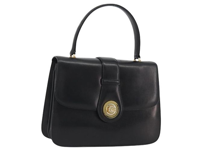 GUCCI Handtasche aus Leder Schwarz Gold 319795 Auth 192984A Golden