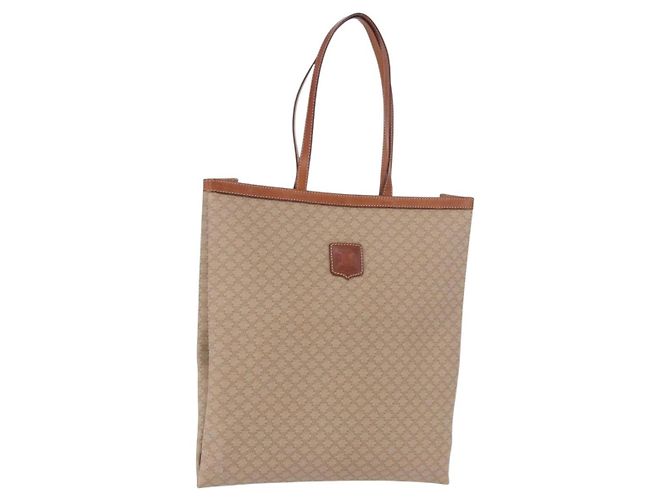 Céline CELINE Macadam Tote Bag PVC Leder Beige Auth 192728