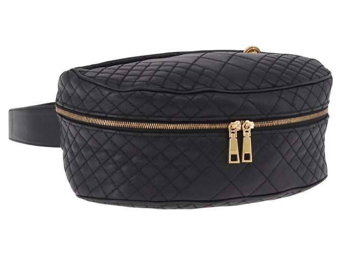 Borsa a tracolla in pelle VERSACE Nero Oro Auth am12055V D'oro