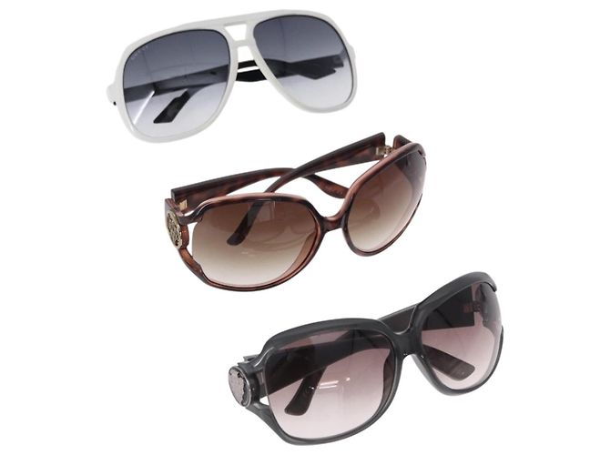 Occhiali da sole GUCCI in plastica 3 Set White Black Gray Auth SW2629 Marrone Nero Bianco