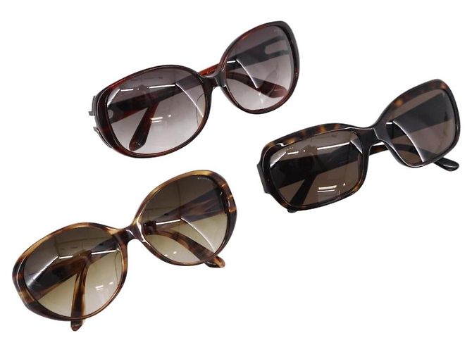 Bulgari Occhiali da sole BVLGARI Plastica 3 Set Marrone Oro Argento Auth SW2623 D'oro