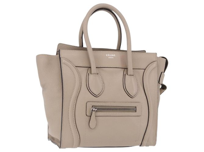 Céline CELINE Luggage Micro Shopper Handtasche Leder Beige Auth 191824V