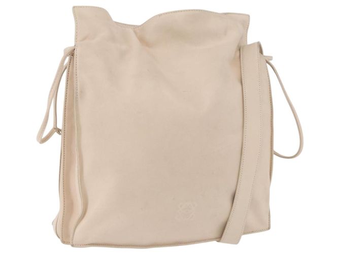 Borsa a tracolla LOEWE in pelle Avorio Argento Auth ka5256 Crudo