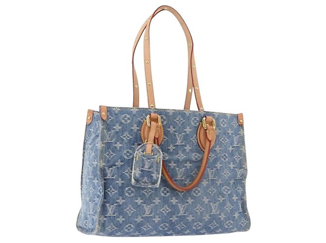 LOUIS VUITTON Monogram Denim On The Go MM Bolsa Azul M46871 LV Auth 192928SAM