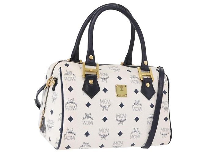 MCM Visetos logogramme Leather Bianco 
