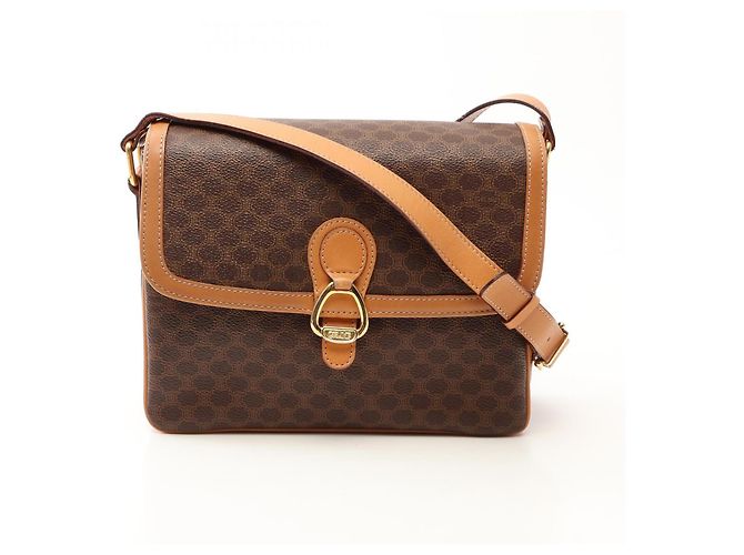 Céline Bolsa de Ombro Celine Macadam Marrom Bege