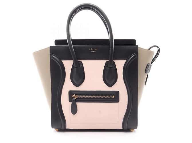 Céline Borsa Tote Celine Luggage Micro Shopper Nero Rosa Beige