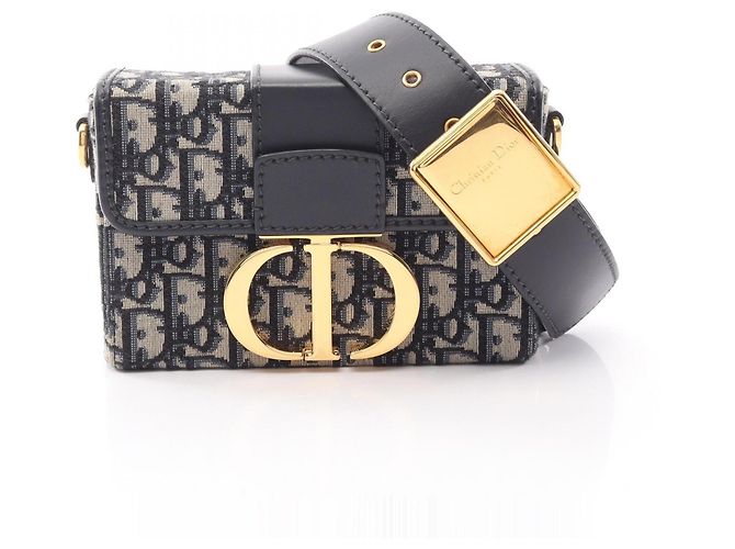Bolsa Clutch Christian Dior Dior 30 Montaigne Bege Azul marinho