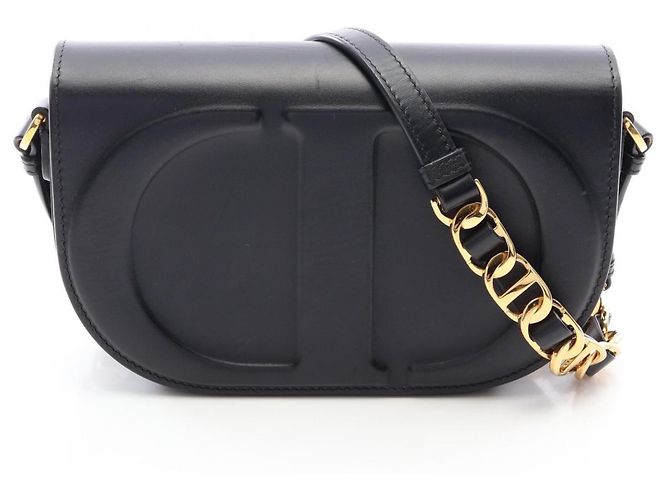 Borsa a tracolla in pelle nera Christian Dior Nero