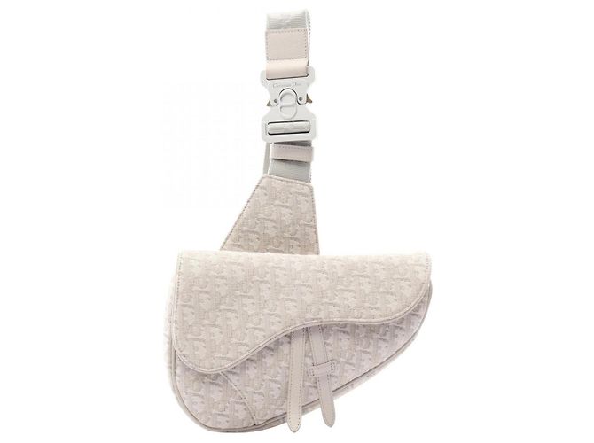 Christian Dior Saddle Bag in White Canvas