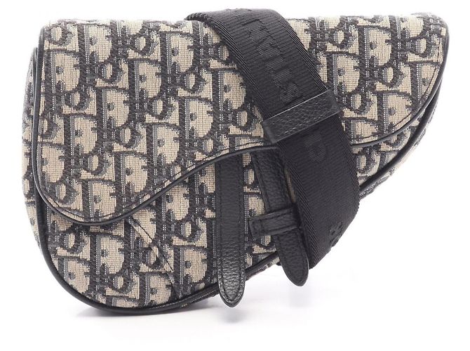 Christian Dior Dior Oblique Saddle Bag Mini Noir Écru Bleu Marine