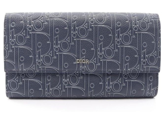 Christian Dior Long Flap Wallet Navy blue