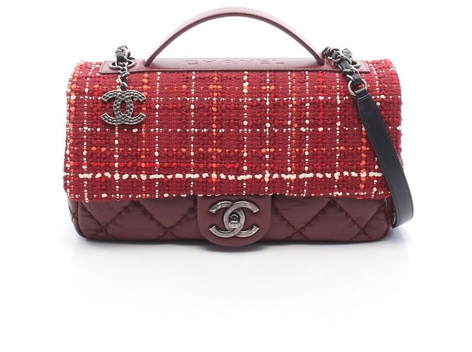 Borsa Chanel Airline Matelassé Top Handle Rosso Multicolore Bordò