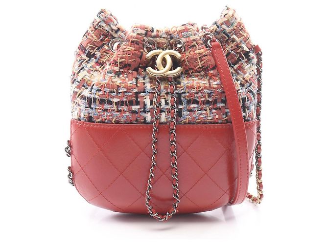 Bolsa de ombro com cordão Chanel Gabrielle de Bold Multicor Bordeaux
