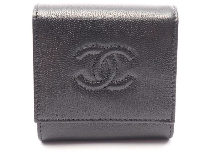 Timeless Cartera bi-fold Chanel Coco Mark en negro