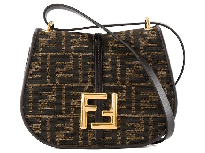 FENDI - Bolsa tiracolo C'Mon PM em lona monogramada e couro liso marrom