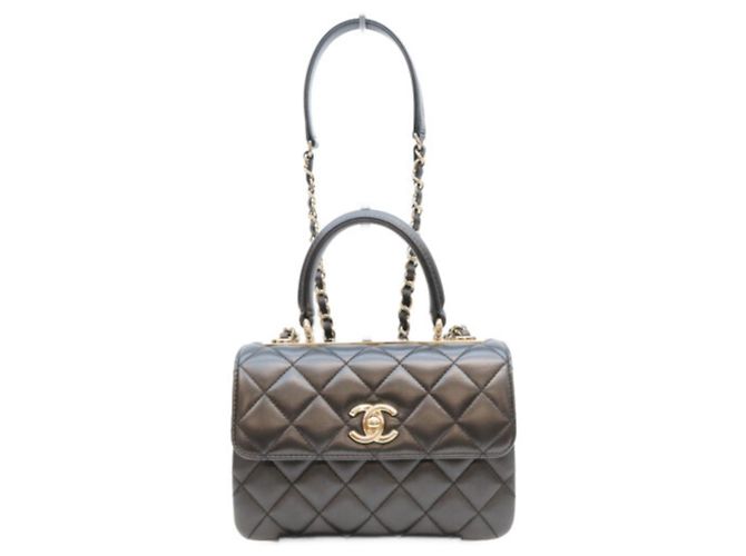 Borsa a tracolla mini Chanel Lambskin Trendy CC Nero