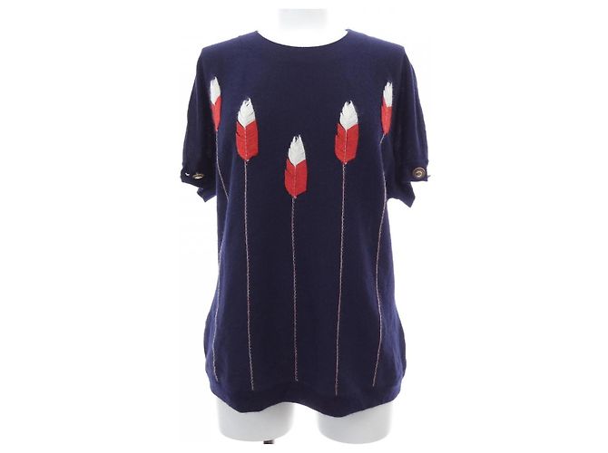 Chanel P49678K06251 Maglia in seta e cashmere Blu Blu navy