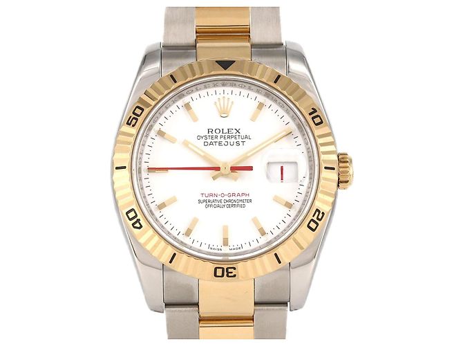 Rolex Turn-O-Graph Edelstahl Gelbgold Weiß