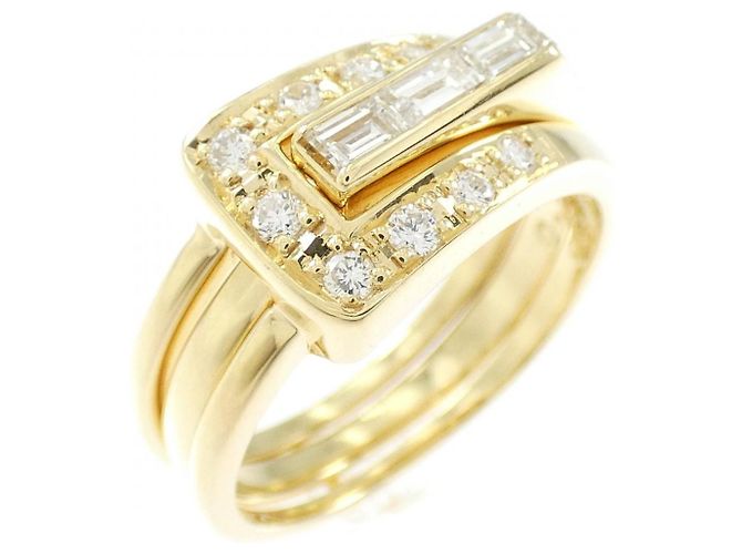 Autre Marque Anel de Au750 com Diamante Dourado