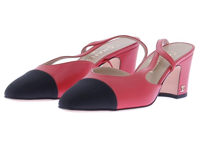Chanel Red Leather Slingbacks 37
