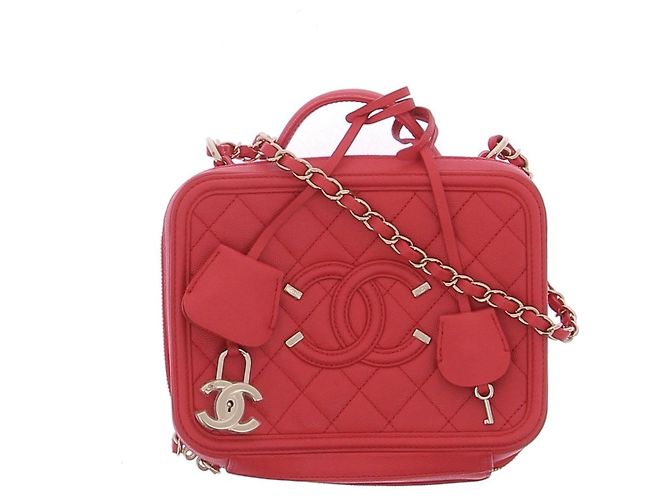 Vanity Chanel Necessaire de couro vermelho