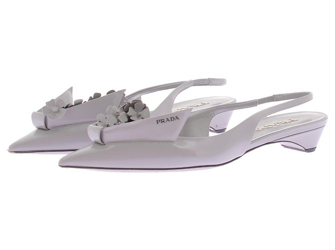 Slingbacks Prada Cinza de Couro Tamanho 37