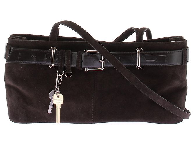 Autre Marque Mini Brocle Handtasche aus Wildleder Braun