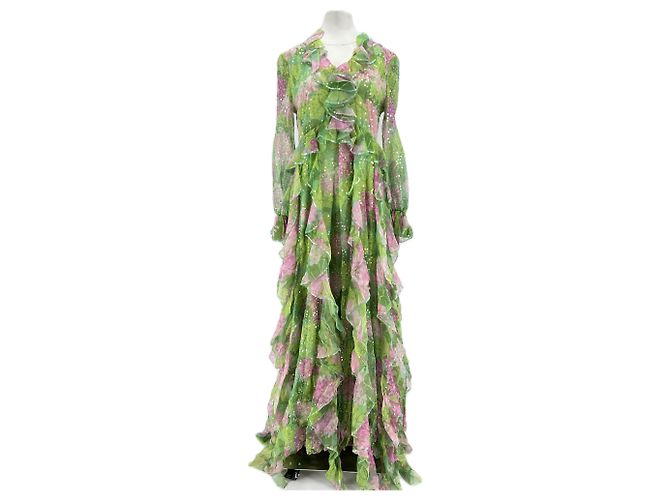 Gucci Seidenkleid mit Pailletten Grün