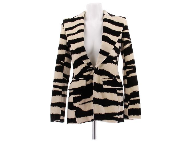 Nina Ricci Blazer mit Zebramuster schwarz Baumwolle