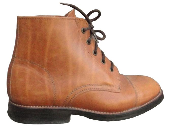 Autre Marque Handmade Leather Ankle Boots - Size 38 Brown