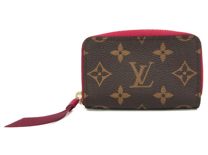 Louis Vuitton Monogram Zippy Card Case Brown Fuschia